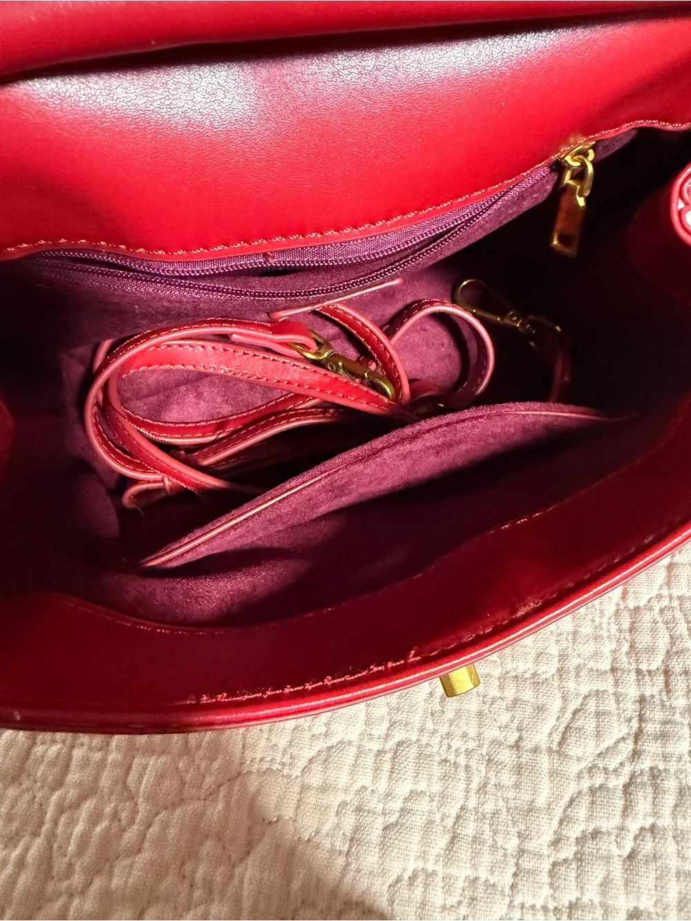 Red Leather Top-Handle Women's Bag